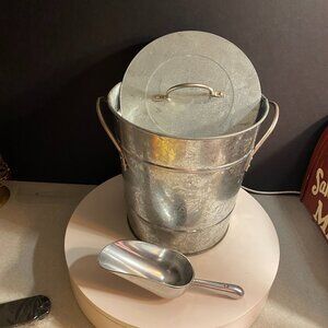Pottery Barn Galvanized Insulated Ice Bucket with Lid & Scoop